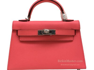 -1 Hermès Mini Kelly II 20 Epsom Rose Lipstick PHW
