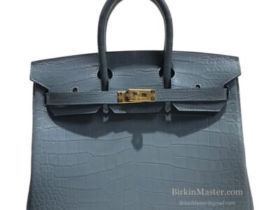 Hermès Birkin 25 Matte Crocodile Bleu Lin GHW