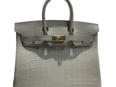 Hermès Birkin 25 Matte Crocodile Gris Perle GHW