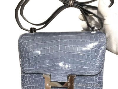 Hermès Constance 18 Bleu Glacier Shiny Alligator PHW