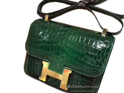 Hermès Constance 18 Vert Fonce Shiny Alligator GHW