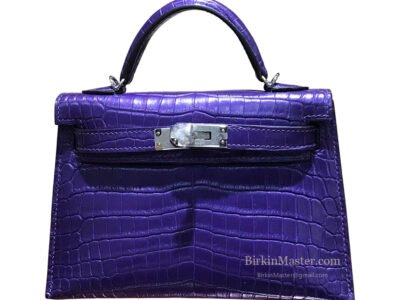 Hermès Kelly 20 Shiny Alligator Violet PHW