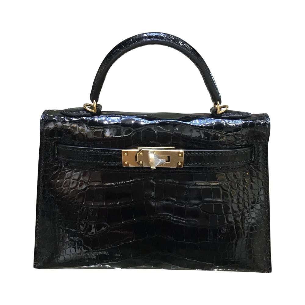 Hermès Kelly 25 Shiny Alligator Noir GHW