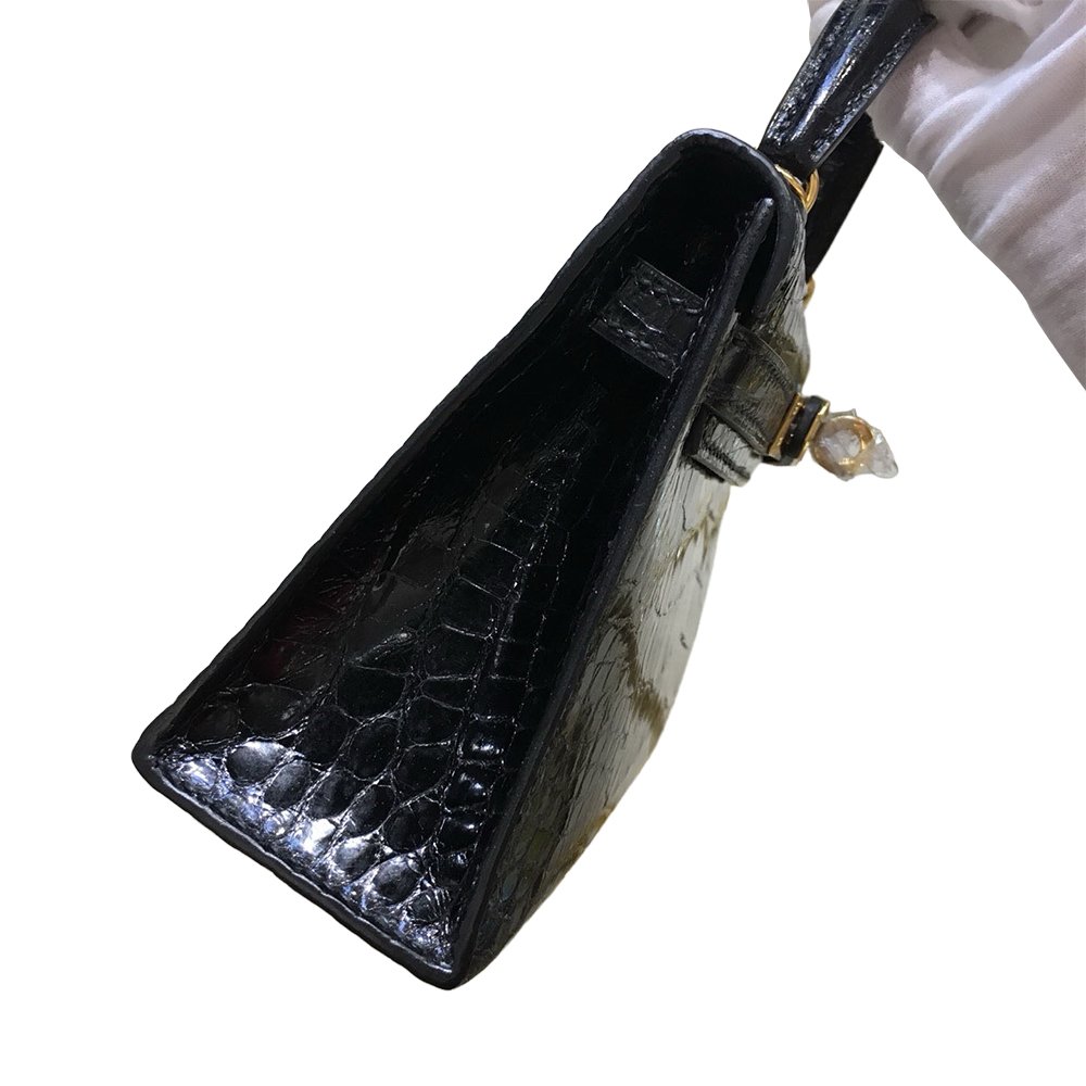 Hermès Kelly 25 Shiny Alligator Noir GHW - Image 2