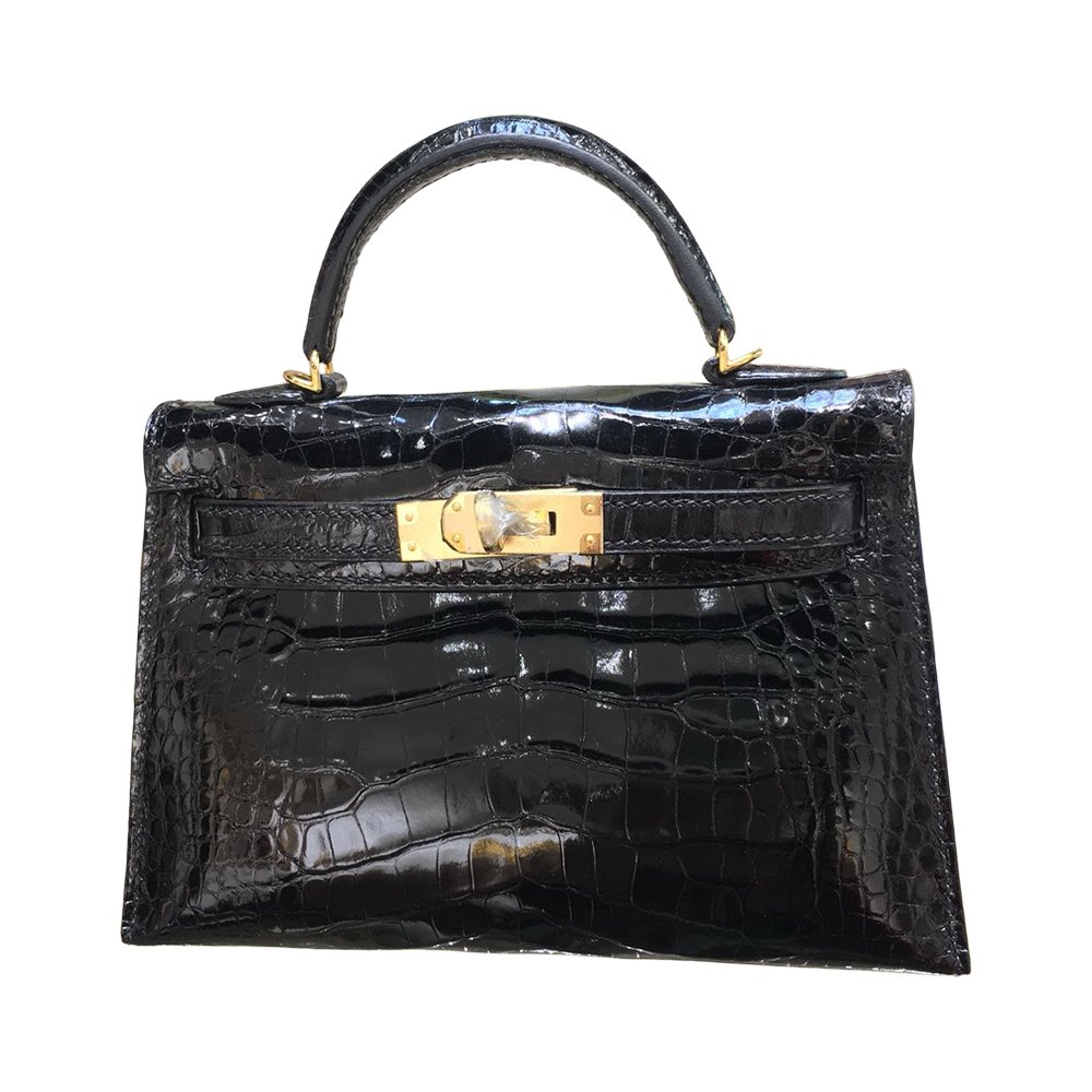 Hermès Kelly 25 Shiny Alligator Noir GHW - Image 4