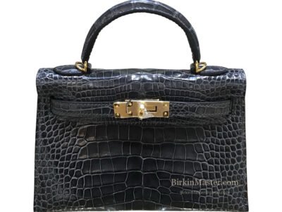 Hermès Kelly 25 Shiny Alligator Noir GHW