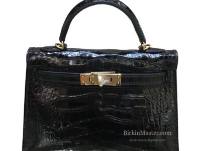 Hermès Kelly 25 Shiny Alligator Noir GHW