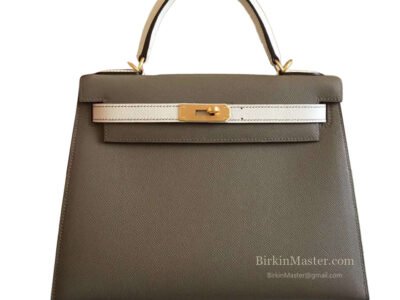 Hermès Kelly 28 Epsom Tricolor (Étain Craie Craie) GHW