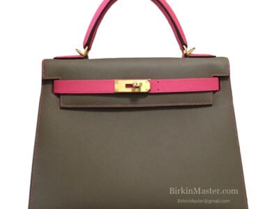 Hermès Kelly 28 Epsom Tricolor (Étain Rose Azalée Rose Azalée) GHW