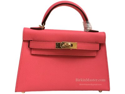 Hermès Mini Kelly II 20 Epsom Rose Lipstick GHW