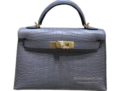 Hermès Mini Kelly II 20 Matte Crocodile Gris Tungsten GHW