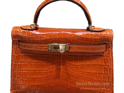 Hermès Mini Kelly II 20 Shiny Crocodile Orange H GHW