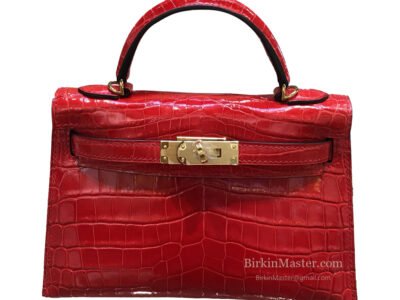 Hermès Mini Kelly II 20 Shiny Crocodile Rouge de Coeur GHW