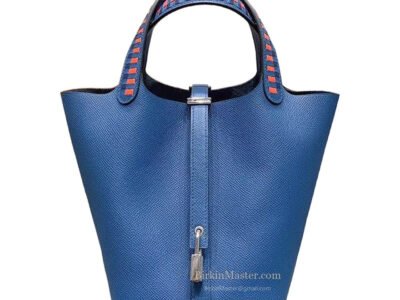 Hermès Picotin 18 Epsom Bleu Royal PHW (Weave Handle)