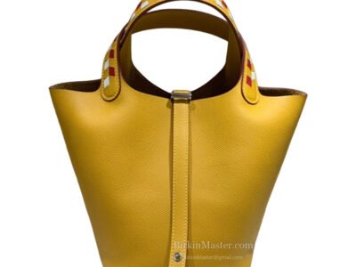 Hermès Picotin 18 Epsom Jaune Ambre PHW (RedWhite Weave Handle)