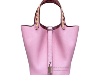 Hermès Picotin 18 Epsom Rose Confetti PHW (YellowBurgundy Weave Handle)