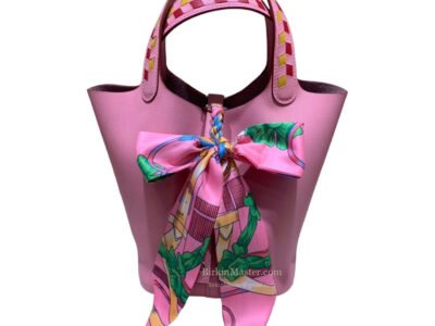 Hermès Picotin 18 Epsom Rose Confetti PHW (YellowRed Weave Handle with Twilly)